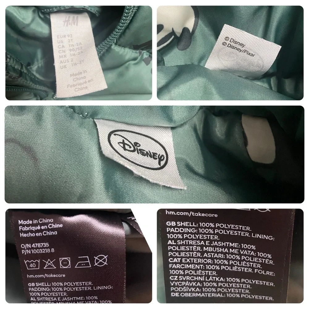 Mickey Mouse Pattern Puffer Jacket H&M  Size 2T